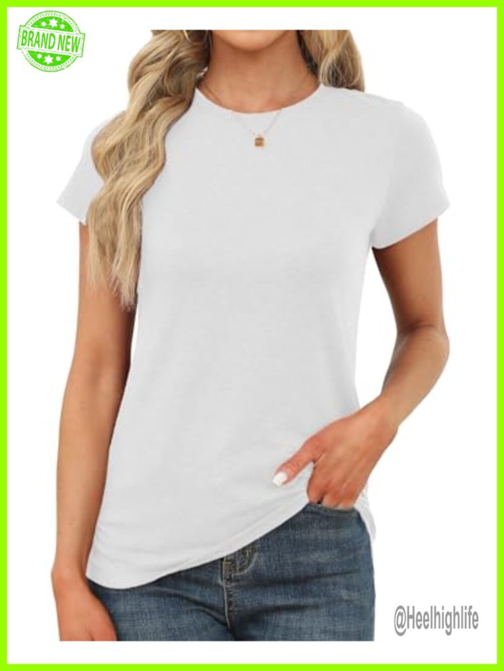 Women's Short Sleeve Crew Neck T-Shirt Stretchy Basic Summer Tee